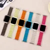 Transparenta färger Watchband Resin Ice Candy Watch Bands Tre pärla vikningsspännen för Iwatch Apple Watch 38 40 42 44mm Tillbehörsrem