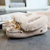 Hot Sale Nya Kvinnor 100% Natural Fur Skor Moccasins Mor Loafers Mjuka Äkta Läder Fritid Flats Kvinna Kör Casual 34-40