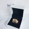 18K Jaune Gold Women Wedding CZ Diamond Ring Boîte d'origine pour 925 SERRING SIRGE Honember Rings Set2280796