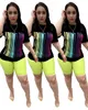 Conjunto de 2 piezas de moda para mujer, conjunto de trajes informales de manga corta, camisetas, pantalones ajustados, traje de talla grande xxxl T200702