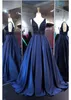 Bling Bling 2020 Royal Blue Prom Платья из бисера Хрустальный лиф Ruched Deep V-образным вырезом Ruched Stake Разведка Поезд Вечерние платья