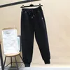 Black Elastic High Waist Drawstring Harem Pants for Women Velvet Pocket Harajuku Vintage Sweatpants Joggers Women's Sports Pants LJ201029
