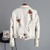 Spring Autumn Women Leather Jacka Lady Floral Embroidery New Fashion Coat Turndown Collar Motorcykel PU JACKE KVINNA FM009 T200828