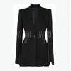 Высокое качество новейший барочный дизайнер Blazer Женский с длинным рукавом стильный веревочный шнурок вверх Blazer куртка 201201