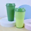 16oz kleur veranderende beker warm water magie plastic herbruikbare drinktumblers met deksel bier mokken koffiekopjes cyz2926 50 stks