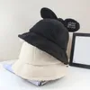 Cappello da pescatore in pelliccia con orecchio carino coreano per donna Inverno pieghevole solido ispessito morbido caldo cappello da pescatore in peluche berretto in pelliccia sintetica femminile