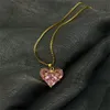 2022 Nieuwe roze diamant liefde zirkon ketting dames039S eenvoudige modeontwerp trend temperament sieraden sleutelbeen ketting607384444