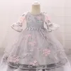 2021 зимняя одежда девочка платье с длинным рукавом 2 1-е день рождения платье для девочки Frock Party Princess Bartism платье младенческий цветок Q1223