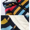 kids cardigan sweater toddler boy kids rainbow sweater striped cotton girls winter cardigan fleece lined warm knit top clothes LJ201128