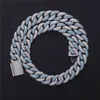 15mm 16/18/20/22/24inch White Gold Plated Ice Out Bling CZ Cuban Chain Necklace Bracelet for Men Women