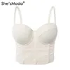 She'smoda malha push up bralet feminino espartilho bustier bustier bra night club festa colhida coluna superior plus size lj200820