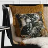 Gepard haftowa poduszka poduszka poduszka osłona aksamitna dżungla cojines decorativos para sofa zielona poduszki poduszki Coussin9035231