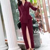 Women's Two Piece Pants 2021 Formal Elegant Business Blazers Trouser Suits Office 2 Pies Sets Ladies Plus Size Jacket Lady
