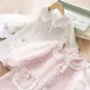 ファッション秋の女の子のプリンセスドレス子供子供ベイビーニットラッフルドールカラー長袖パーティードレスVestidos1181162