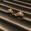 Bellissimi anelli di leopardo animale carino moda scintillante designer di lusso anello a fascia in rame con diamanti zirconi per donne ragazze aperto regolabile2067