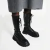 뜨거운 판매 2021 브랜드의 새로운 패션 정품 가죽 INS 뜨거운 판매 Chunky 발 뒤꿈치 플랫폼 오토바이 부츠 신발 여성 가죽 레이디 신발