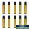 5/10 ml tragbare Rollerflaschen aus bernsteinfarbenem Glas mit abnehmbarer Goldkappe, Edelstahl-Rollerball für Ölparfüm
