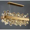Luksusowy kryształowy żyrandol do jadalni Gold / czarny LED Lampa Cristal Lampa Design Prostokąt Kitchen Island Light Oprawa