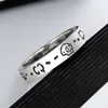 Women Men Skull Letter Ring Letter Finger Ring with Stamp Fashion Jewelry Accessories Size 6/7/8/9 High Quality