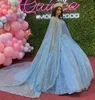 Vestidos De XV Años Quinceanera Dress with Wrap Sequined Beaded sky blue Ball Gown Prom Dresses Puffy Skirt Party Sweet 16 Dress
