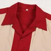 Dikey Çizgili Gömlek Erkekler Tasarımcı Gömlek Kırmızı Kısa Kollu Retro Bowling Düğme-Aşağı Elbise erkek Gömlek Cotton1