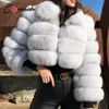 Conmoto, abrigo de piel de felpa holgado a la moda para mujer, chaqueta gruesa cálida de cintura alta, abrigos de estilo callejero para mujer, invierno 2020 nuevo