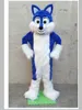 2019 gorąca sprzedaż długi futro niebieski husky fursuit furry maskotki kostium urodziny