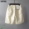 Toppy Białe dżinsowe spodenki dla kobiet w wysokiej talii krótkie spodenki Summer Korean Fashion Streetwear T200701