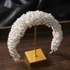 Crystal Pearl Hair Band och Women Catwalk Exagted Party Födelsedag Headband Manual Bridal Headdress Bröllopshår Tillbehör 220222