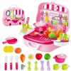 Faire semblant de jouer Kid maquillage jouets rose maquillage ensemble princesse coiffure simulation jouet en plastique pour filles maquillage valise jouets cadeaux LJ201009