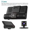 2021 Nowy 4,0 calowy Full HD 1080p Car DVR Dual Obiektyw Kamera Night Vision Registrar 3 Kamery Samochód Recorder DashCam Camcordr