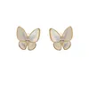 Nouveau style Luxury Zircon Mother Shell Butterfly S925 Boucles d'oreilles à aiguille en argent Boucles de bijoux Femmes Highend Zircon 18K Gold Plat5348284