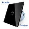 BainBo Crystal-Glass Panel-smart-Switch EU Wall-Switch AC250V LED Touch-Switch Screen Wall-Light-Switch 1gang-1way A1911CW/B T200605