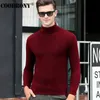 Mode classique couleur unie pull à col roulé hommes hiver chaud pull hommes Slim Fit cachemire laine chandails 6347 201203