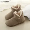 FAYUEKEY Nieuwe Winter Fashion Home Vrouwen Katoen Pluche Nepbont Dikker Warme Slipper Indoor Vloer Outdoor Vrouwelijke Platte Schoenen Y201026 GAI GAI GAI