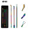 Rainbow Rvs Nail Cuticle Pusher Tweezer Nail Art Files UV Gel Pools Verwijderen Manicure Care Groove Clean Tool