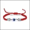 Charme Bracelets Bijoux Bleu Mauvais Oeil Corde Tressée Chaînes Pour Femmes Hommes Tortue Éléphant Hamsa Main Chaîne Rouge Bracelet Mode Drop Delivery 2