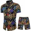 남성 여름 디자이너 정장 해변 해변 홀리데이 셔츠 반바지 의류 세트 2pcs 플로럴 트랙 슈트