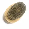 Natural Boar Hair Bristle Beard Mustache Brush Shaving Comb Men Face Massage Round Wood Handle Handmade Beard Brushes BH4467 WLY