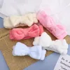 Mujer Lavado Cara Banda para el cabello Color sólido Arco Diadema Ducha Bowknot Turbante Coral Fleece Head Wrap Spa Maquillaje Diademas Accesorios para el cabello YELU3