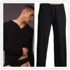 Sleep Bottoms Pantalon décontracté pour hommes doux et confortable Sleep Bottoms Homewear XXL Pantalon Pyjama Laçage Loose Lounge Vêtements 201125