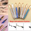 Self adhesive Eyeliner 2 in 1 Liquid Eyeliners Pen 9 Styles Diamond Bling Eye Liner No Glue Non Magnetic for Makeup False Eyelashes 3 Colors