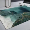 床の中国の絵画パターン滑り止めカーペットのバスルームのファッション3D敷物のマットの入り口の扉201212のための抽象的な緑のゴールデンストリップカーペット