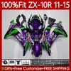 Injectievorm voor Kawasaki Body Ninja ZX 10R 1000CC 10 R 2011-2015 101NO.22 ZX-10R ZX1000 C ZX10R 11 12 13 14 15 ZX-1000 2011 2012 2013 2014 2015 OEM Kuiken Glanzende Paars Blk