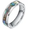 TIGRADE 6 8MM Groene Abalone Inlay Tungsten Carbide Ring Voor Man Gepolijste Afwerking Mens Wedding Band Engagement Mode-sieraden Y11243253