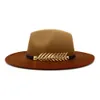 2021 Sprayted Woolen Jazz Jazz Hat European US Fashion Lovers Femmes Men Flat Large Brim Party Gradient Fedora Hats8511239