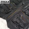 Zogaa Multi Pocket Vest Men Black Pography Vests подлинный кожаный мотоцикл байкерский жилет мужской осенний рукавиц Men Men 201128