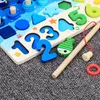 Montessori教育木製おもちゃ子供たち忙しいボード数学釣り子供の木の就学前のモンテッサリのおもちゃ数を数えるジオメトリLJ200907