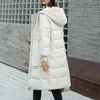 Vrouwen parka's winter aankomst oversized capuchon jas vrouwelijk Koreaanse grote zak vaste katoenpadded lange jas 201201