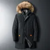 Winter Down Jacket Men Solid Casual Long Parkas Mens Fur Hooded Down Coats 브랜드 의류 두꺼운 따뜻한 남자 윈드 브레이커 4xl 201120